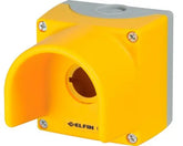 Elfin Push-button enclosure with guard, yellow, 1 hole Ø 22